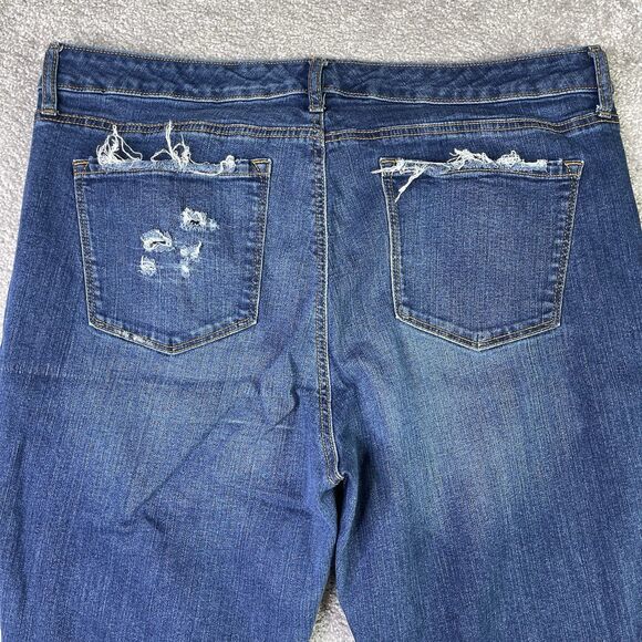 The Limited Jeans Women’s 18W Blue Bootcut High Rise Dark Wash Crop Distressed - Picture 4 of 14